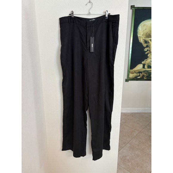 NWT Fashion Nova Next Level Wide Leg Trousers Womens Black Size 1X New - Picture 1 of 4